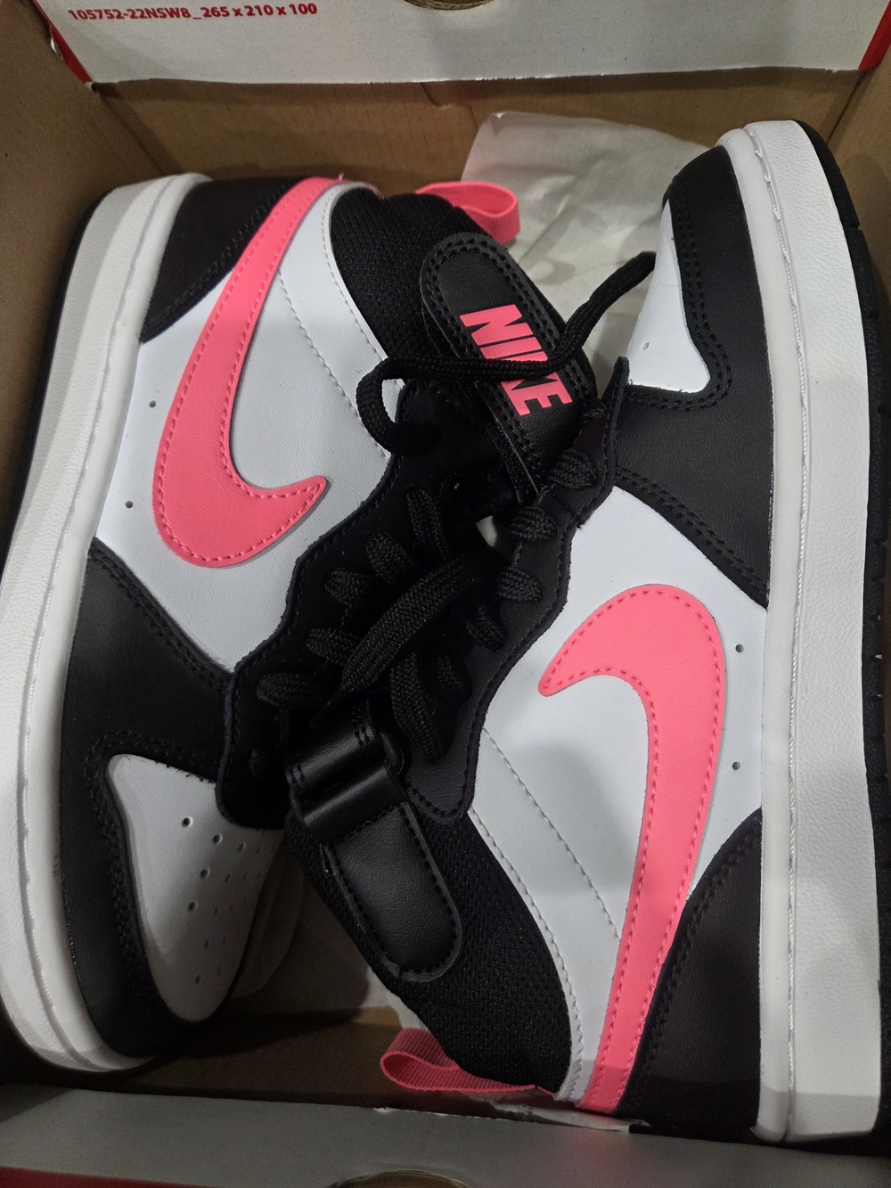 Nike Kids Black White Hot Pink Low-Top Sneakers